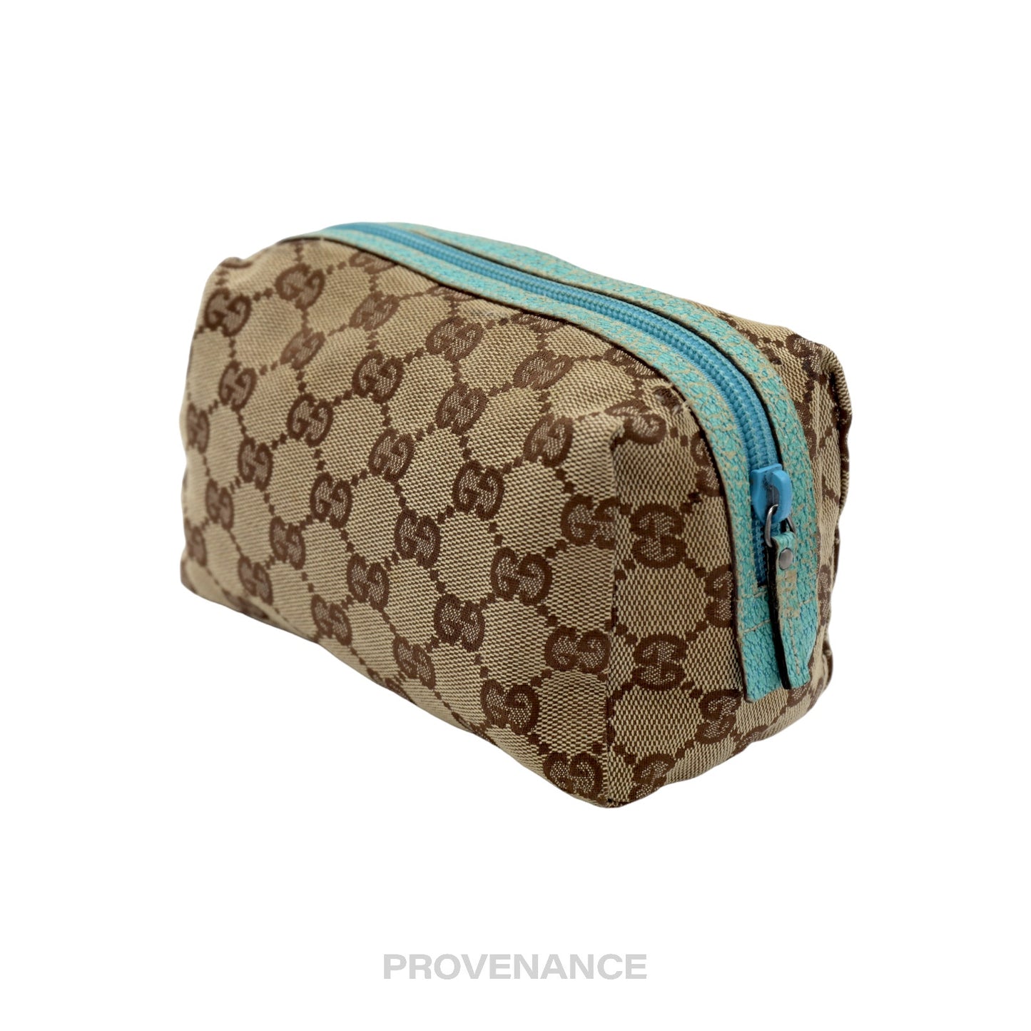 🔴 Gucci Zip Pouch - GG Canvas Turquoise