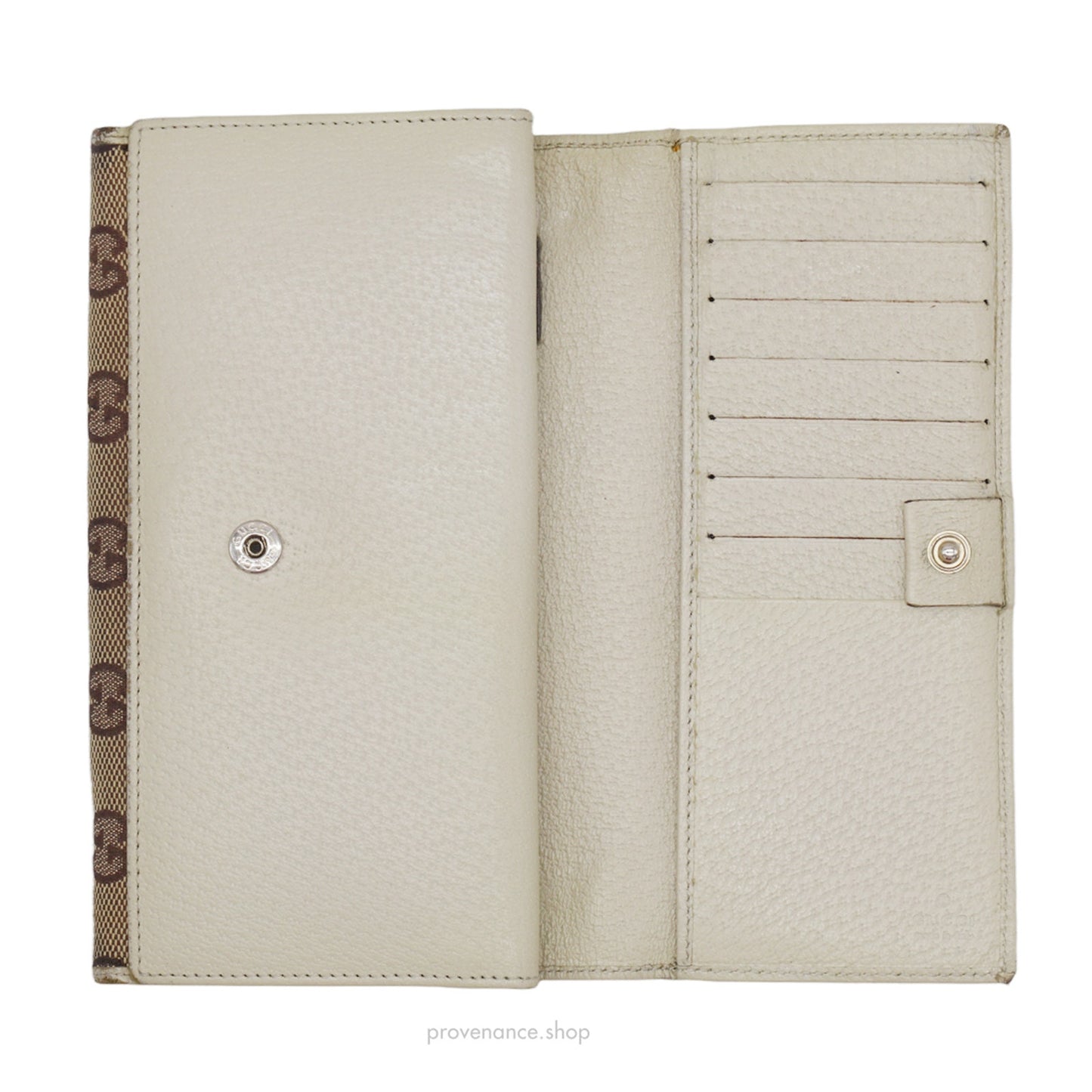 🔴 Gucci GG Canvas Long Wallet - White