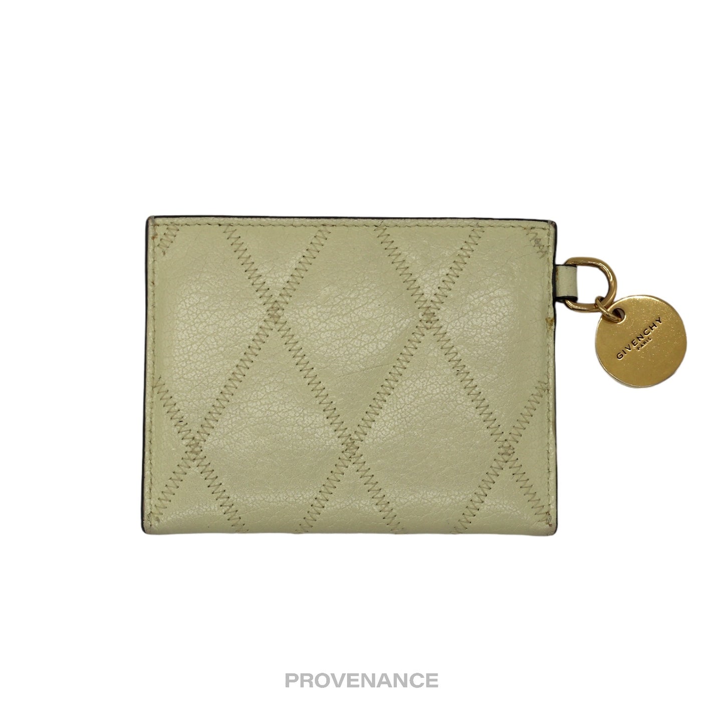 🔴 Givenchy Card Holder Wallet - Quilted Ivory Leather