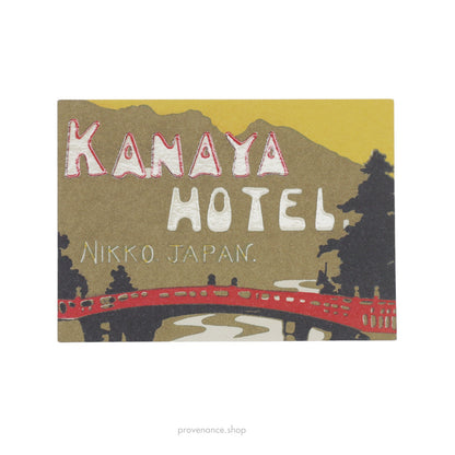 🔴 Hotel Label Sticker Postcard - Kanaya Hotel Nikko Japan