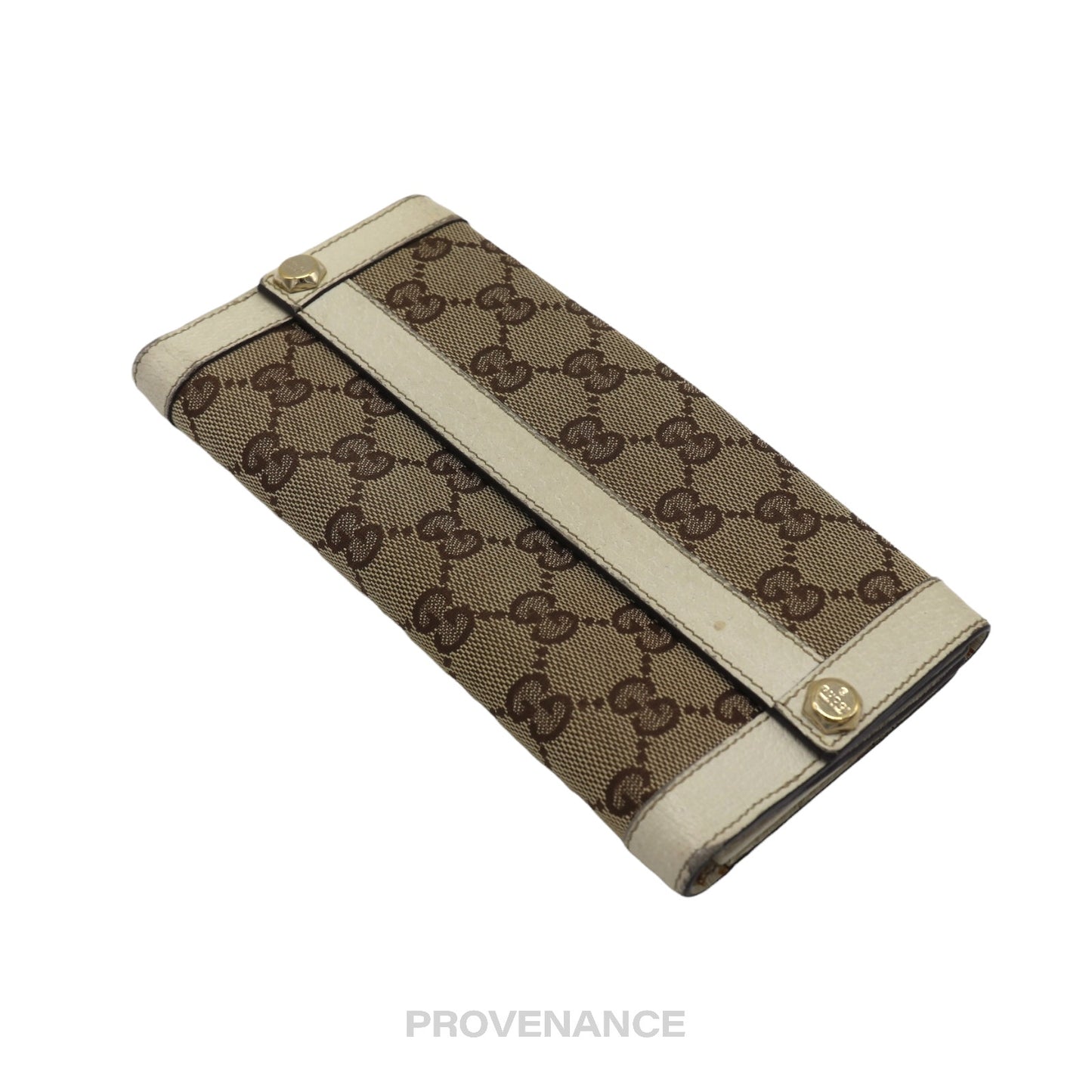 🔴 Gucci GG Canvas Long Wallet - White