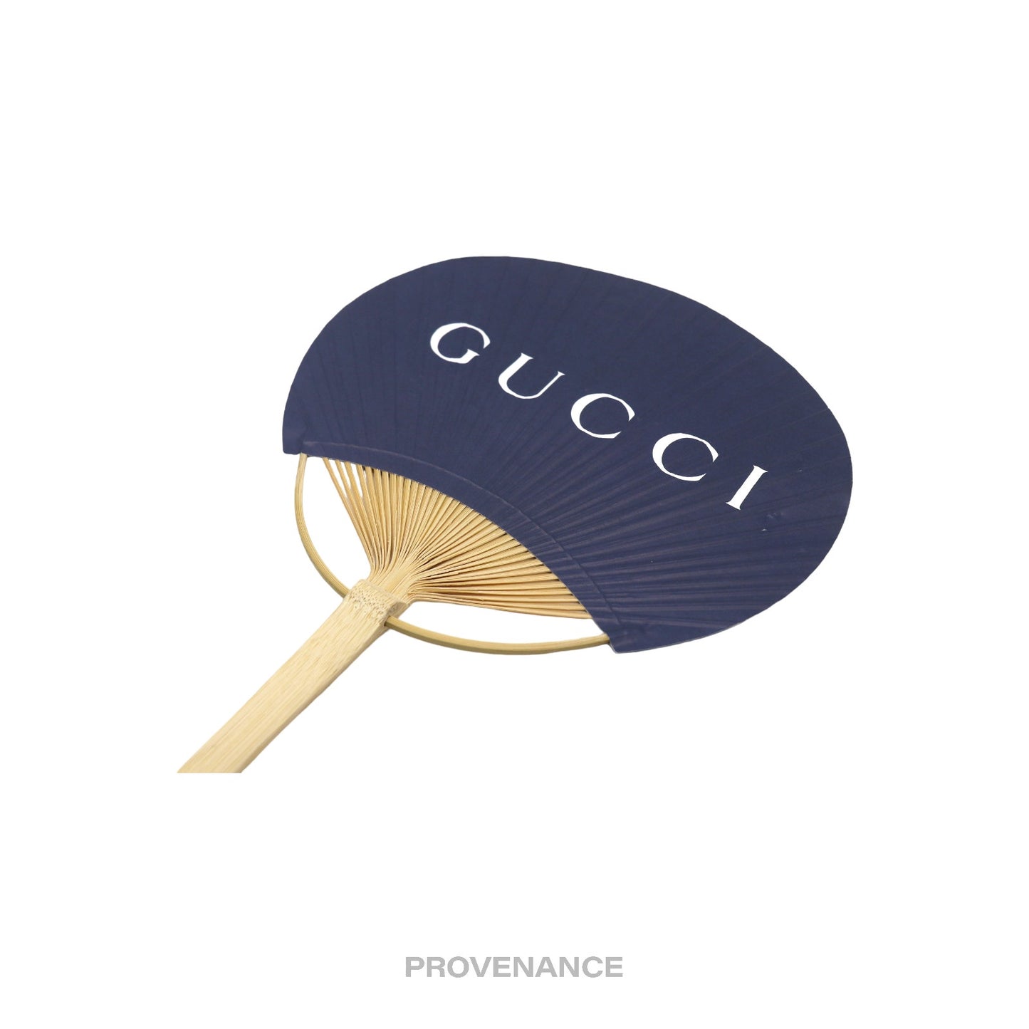 🔴 Gucci Logo Bamboo Hand Fan - Navy