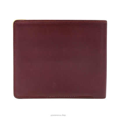 🔴 Cartier Bifold Wallet - Burgundy Calfskin Leather