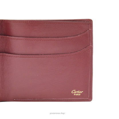 🔴 Cartier Bifold Wallet - Burgundy Calfskin Leather