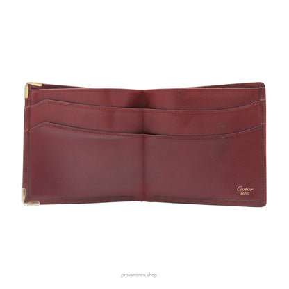 🔴 Cartier Bifold Wallet - Burgundy Calfskin Leather