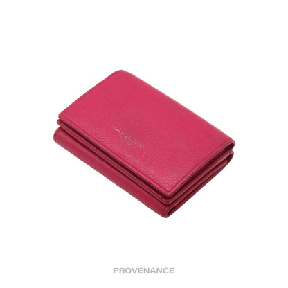 🔴 Saint Laurent Paris SLP Trifold Wallet - Pink Leather