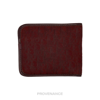 🔴 Dior Trotter Bifold Wallet - Burgundy Jacquard