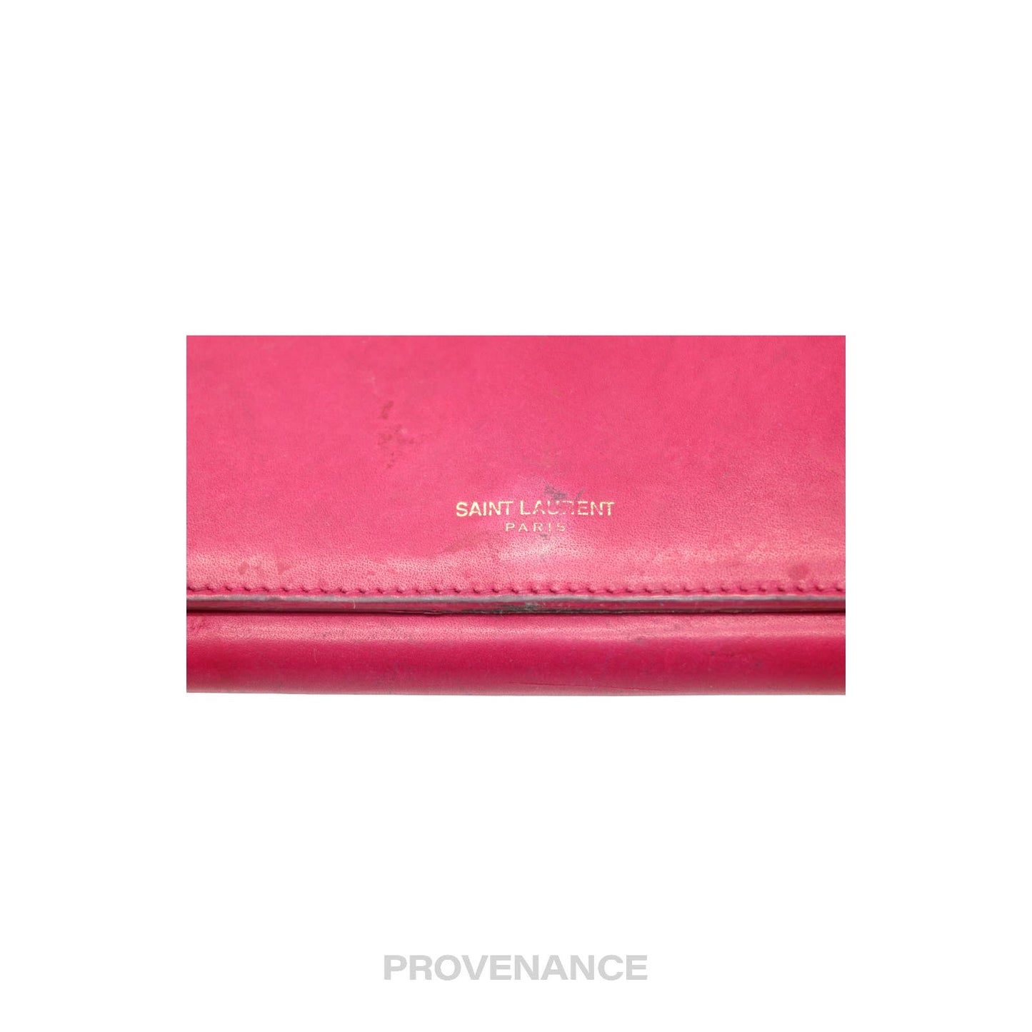 🔴 Saint Laurent Paris SLP Long Wallet - Pink Leather