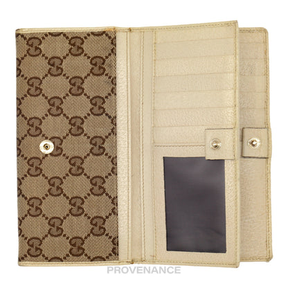 🔴 Gucci Long Wallet - GG Canvas White