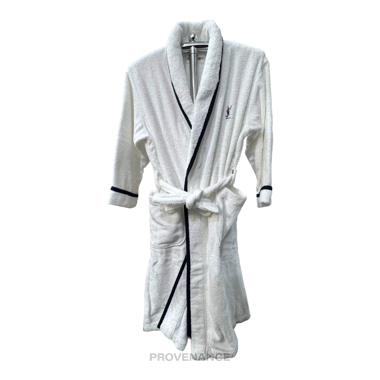 🔴 Yves Saint Laurent YSL Logo Robe - White French Terry