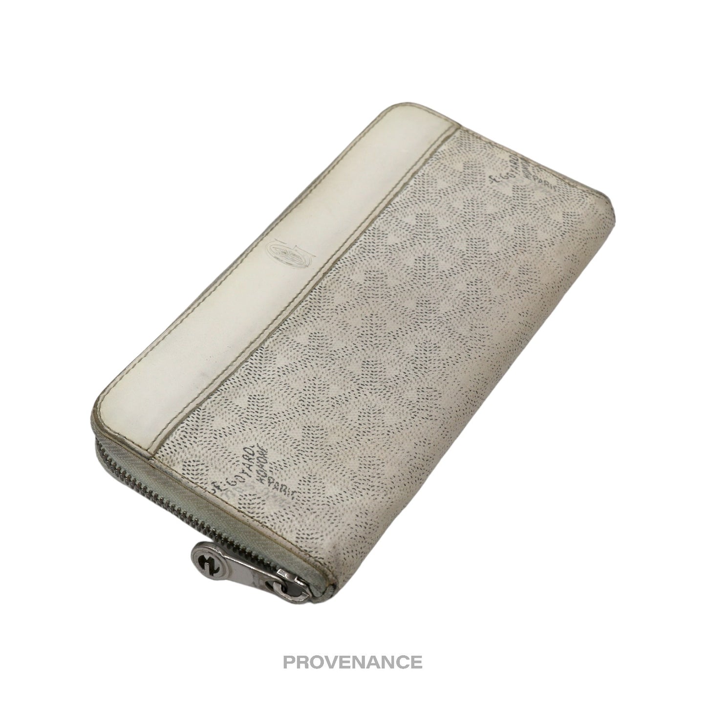 🔴 Goyard Matignon Zipped Wallet - White Goyardine