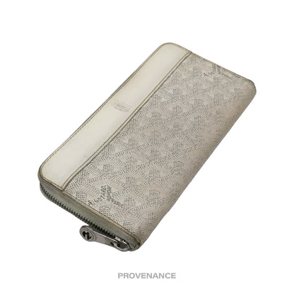 🔴 Goyard Matignon Zipped Wallet - White Goyardine