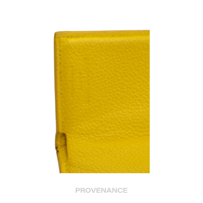 🔴 Saint Laurent Paris SLP Trifold Card Wallet - Yellow Leather