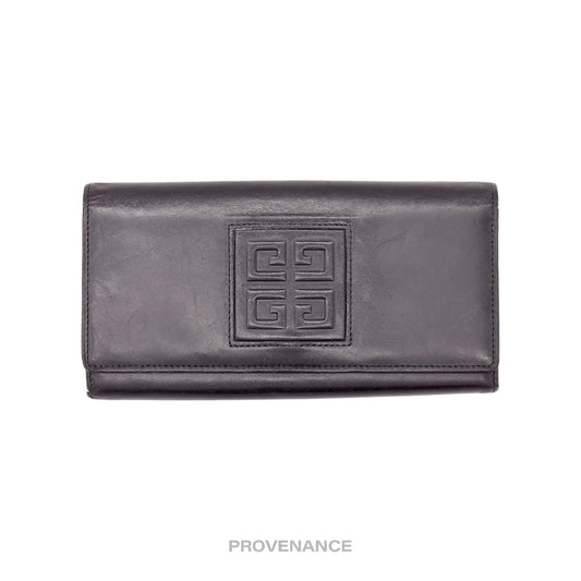 🔴 Givenchy Logo Snap Long Wallet - Black Leather