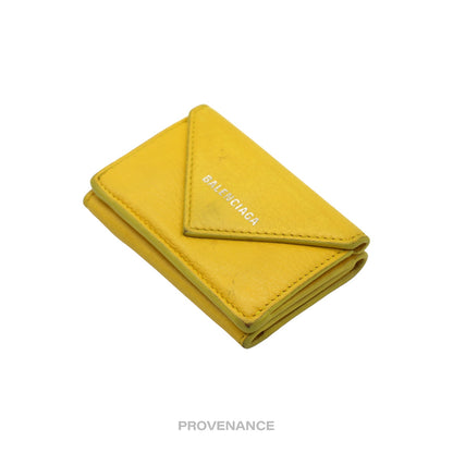 🔴 Balenciaga Papier Mini Wallet - Yellow Leather