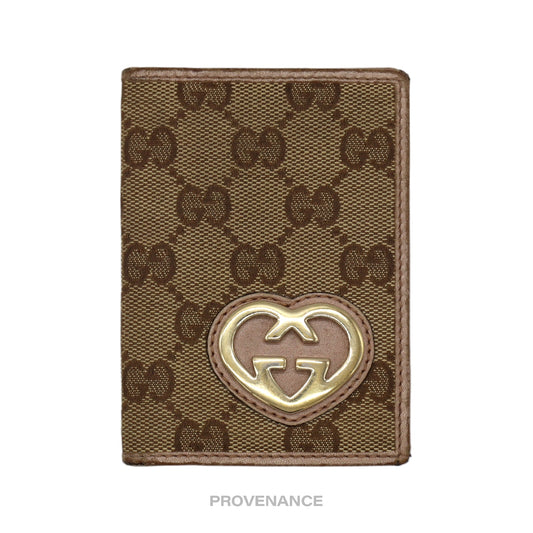 🔴 Gucci GG Canvas Heart Pocket Organizer Wallet - Blush