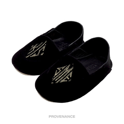 🔴 Gucci "KISS ME" Baby Loafers - Black Velvet/Suede