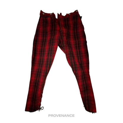 🔴 Woolrich Wool Hunting Pants Knickers - Red/Black Plaid 34