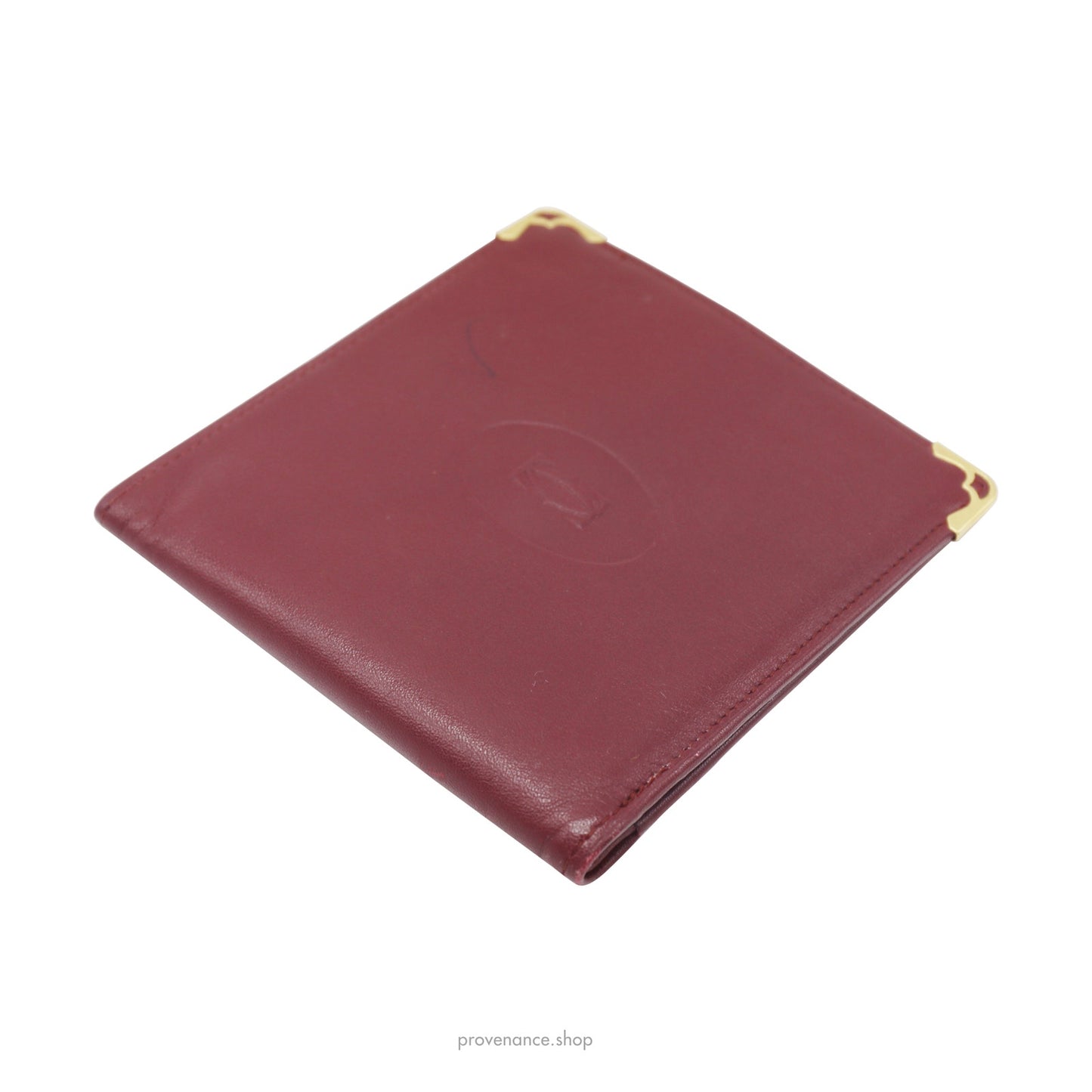 🔴 Cartier Bifold Wallet - Burgundy Calfskin Leather