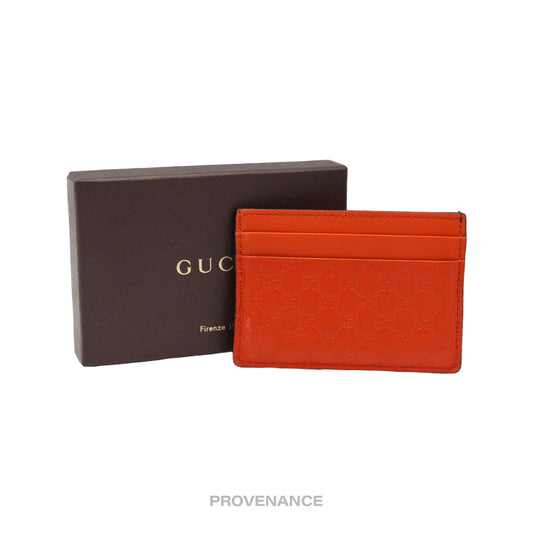 🔴 Gucci Card Holder Wallet - Orange MicroGuccissima Leather