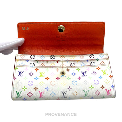 🔴 Louis Vuitton  Sarah Long Wallet - Monogram Multicolore Orange