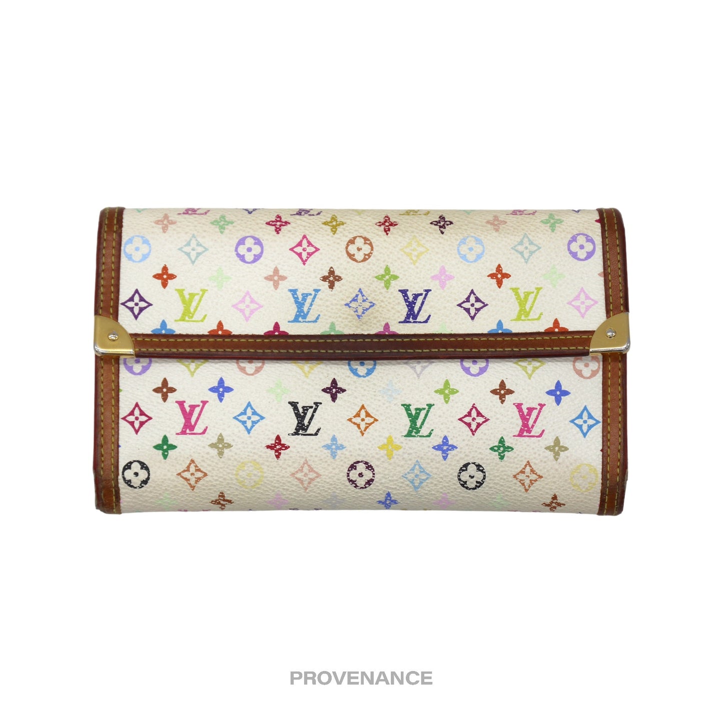 🔴 Louis Vuitton International Wallet - Monogram Multicolore White