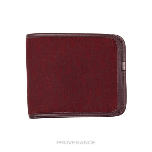 🔴 Dior Trotter Bifold Wallet - Burgundy Jacquard