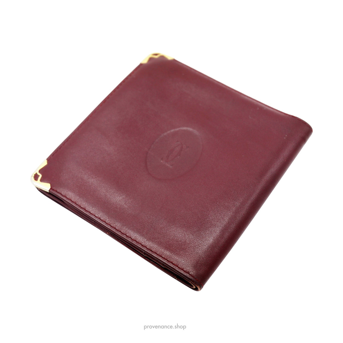 🔴 Cartier Bifold Wallet - Burgundy Calfskin Leather