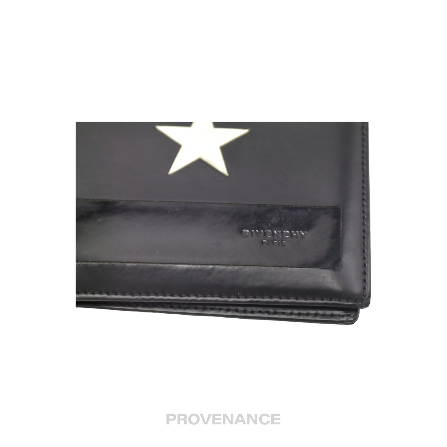 🔴 Givenchy Star Stripe Wallet - Black Leather