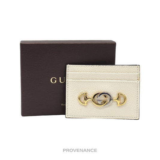 🔴 Gucci Zumi Horsebit GG Card Holder Wallet - White