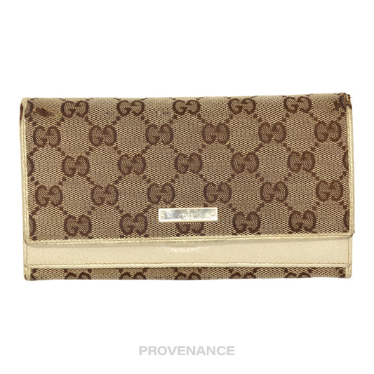 🔴 Gucci Long Wallet - GG Canvas White