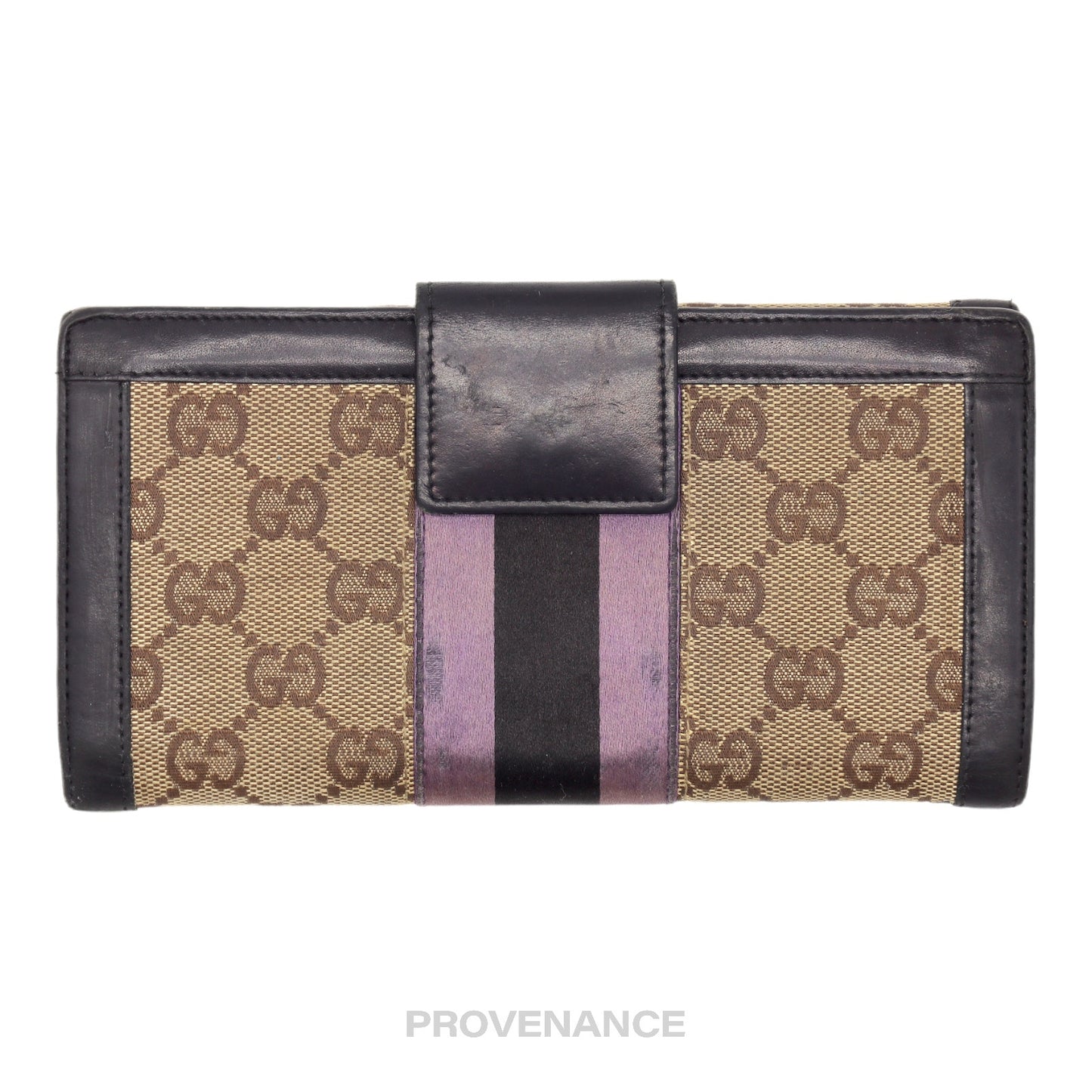 🔴 Gucci Long Wallet - GG Canvas Stripe