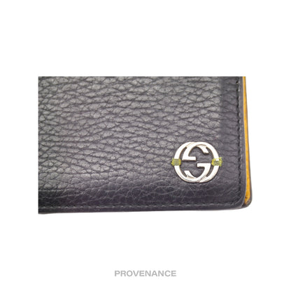 🔴 Gucci GG Logo Bifold Wallet - Black Yellow Leather