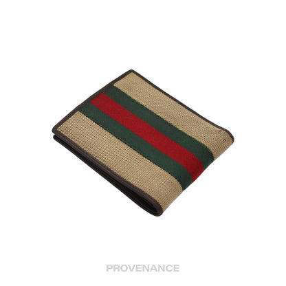 🔴 Gucci Bifold Wallet - Raffia with Web