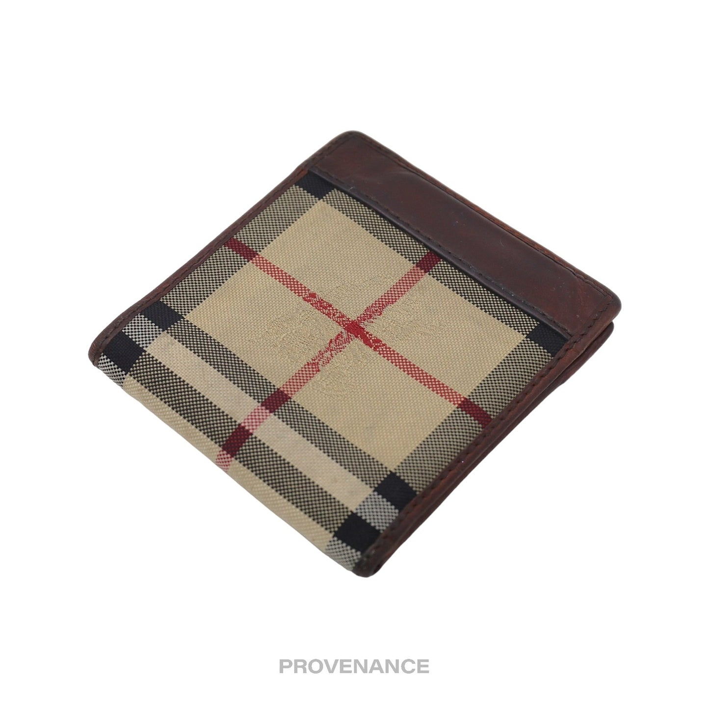 🔴 Burberry Nova Check Canvas Bifold Wallet - Brown