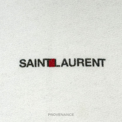 🔴  Saint Laurent Paris SLP Logo Hoodie - White