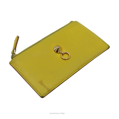 🔴 Fendi Zip Card Holder Wallet - Yellow Patchwork Leather