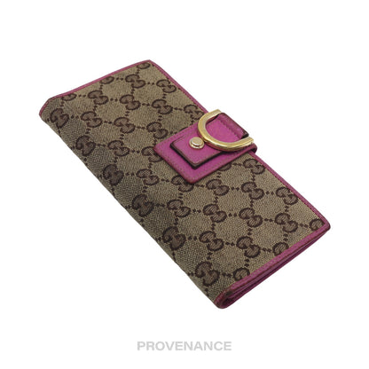 🔴 Gucci GG Canvas Long Wallet - Fuchsia