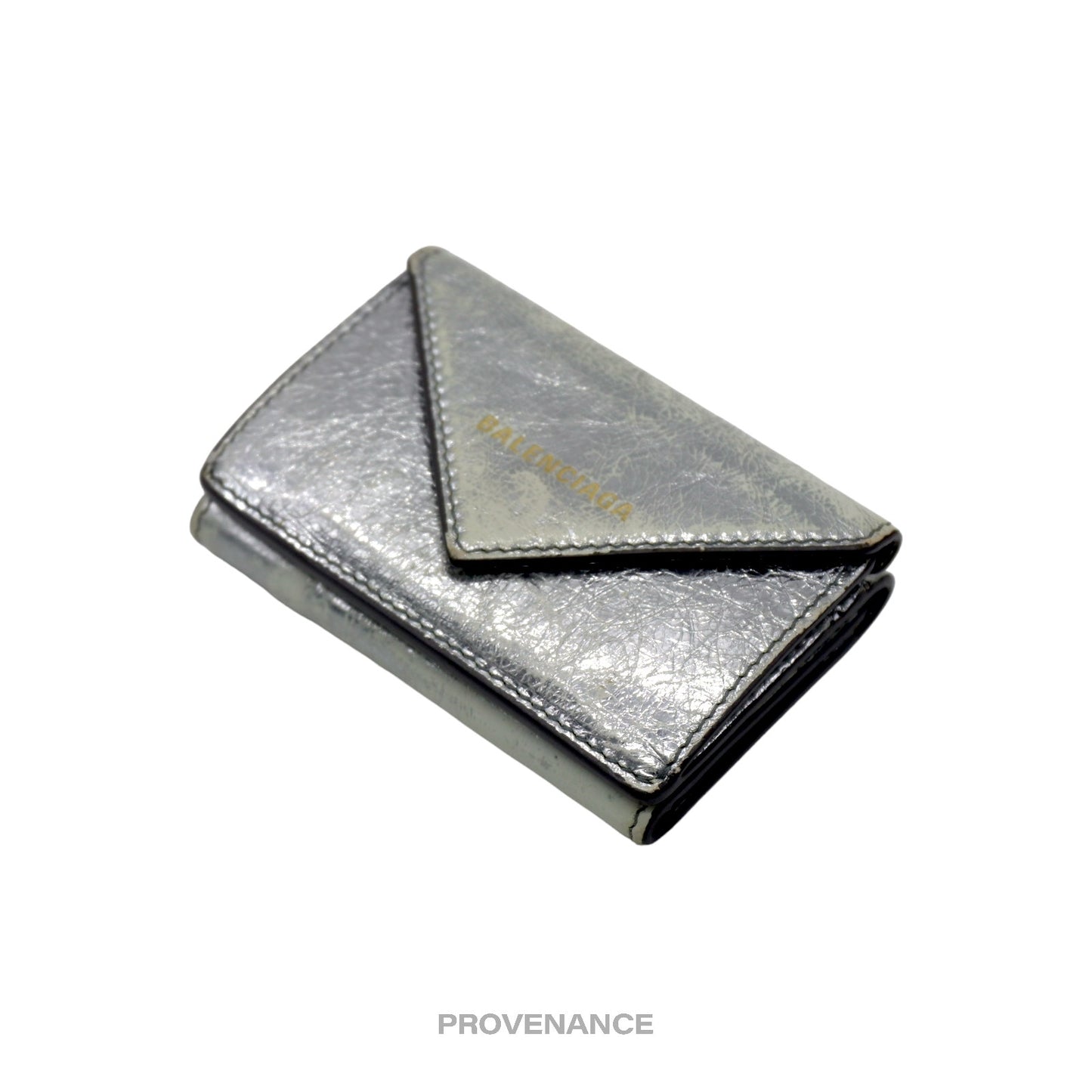 🔴 Balenciaga Papier Mini Wallet - Metallic Leather