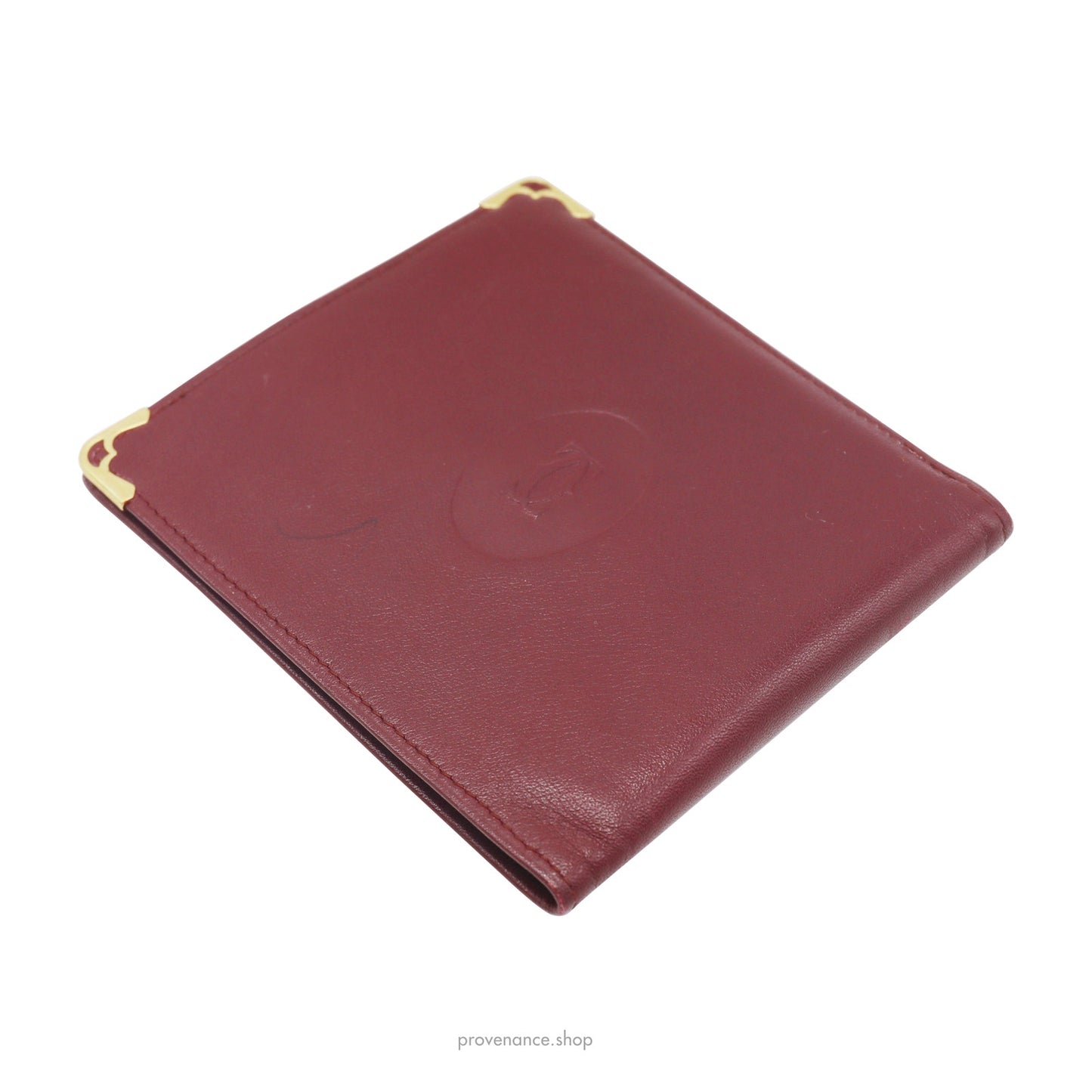 🔴 Cartier Bifold Wallet - Burgundy Calfskin Leather