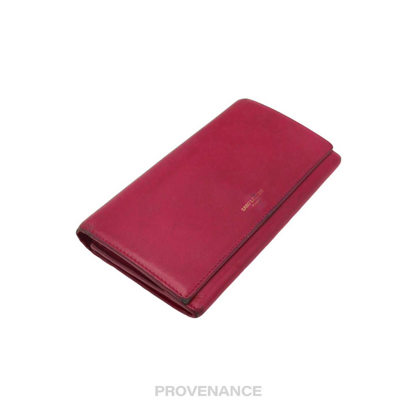 🔴 Saint Laurent Paris SLP Long Wallet - Pink Leather