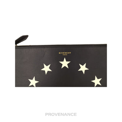 🔴 Givenchy Star Zip Pochette Jour - Black Leather