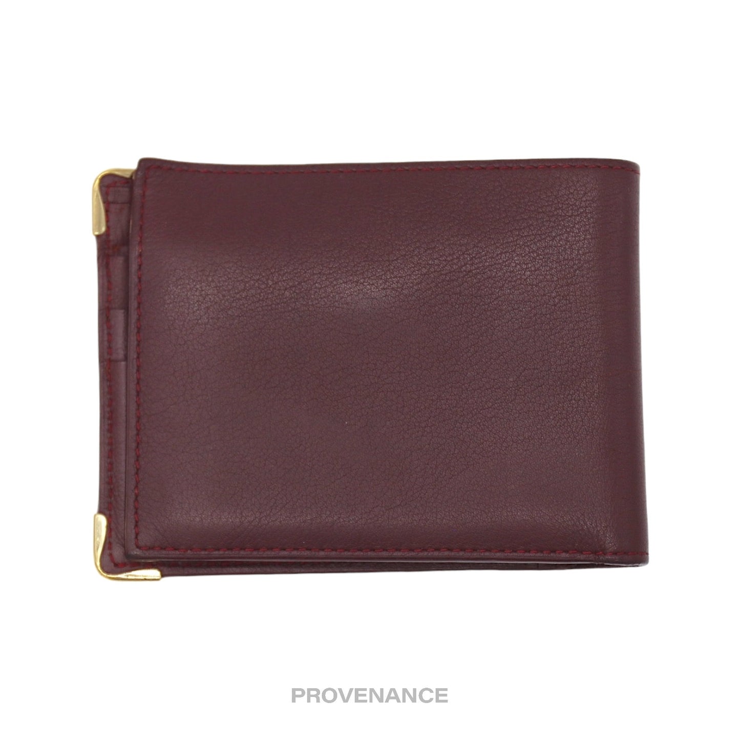 🔴 Cartier Bifold Wallet - Burgundy Calfskin Leather