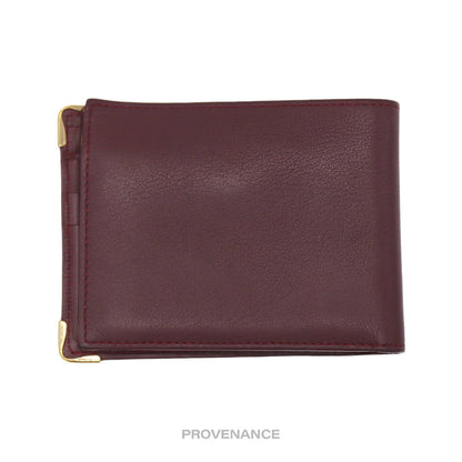 🔴 Cartier Bifold Wallet - Burgundy Calfskin Leather