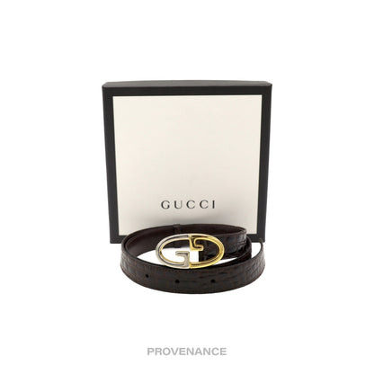 🔴 Gucci GG Crocodile Leather Belt - Burgundy 80/32