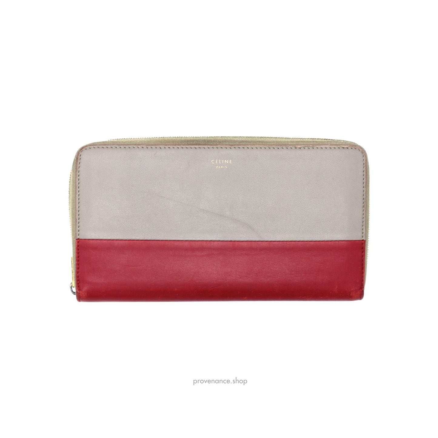 🔴 Celine Multifunction Zip Wallet - Grey/Red