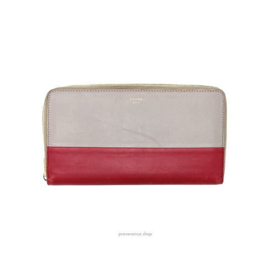 🔴 Celine Multifunction Zip Wallet - Grey/Red