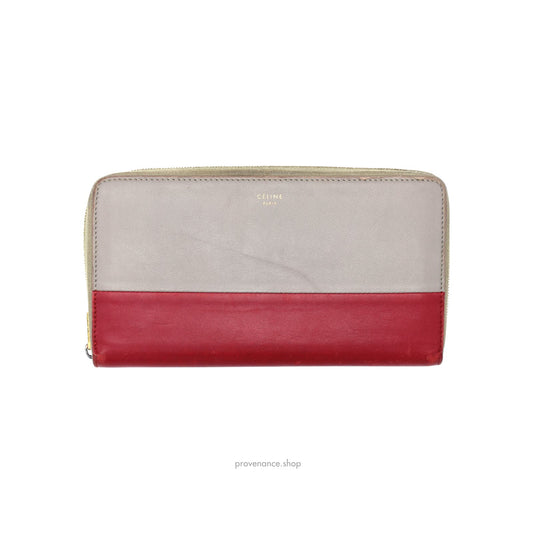 🔴 Celine Multifunction Zip Wallet - Grey/Red