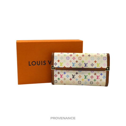 🔴 Louis Vuitton International Wallet - Monogram Multicolore White