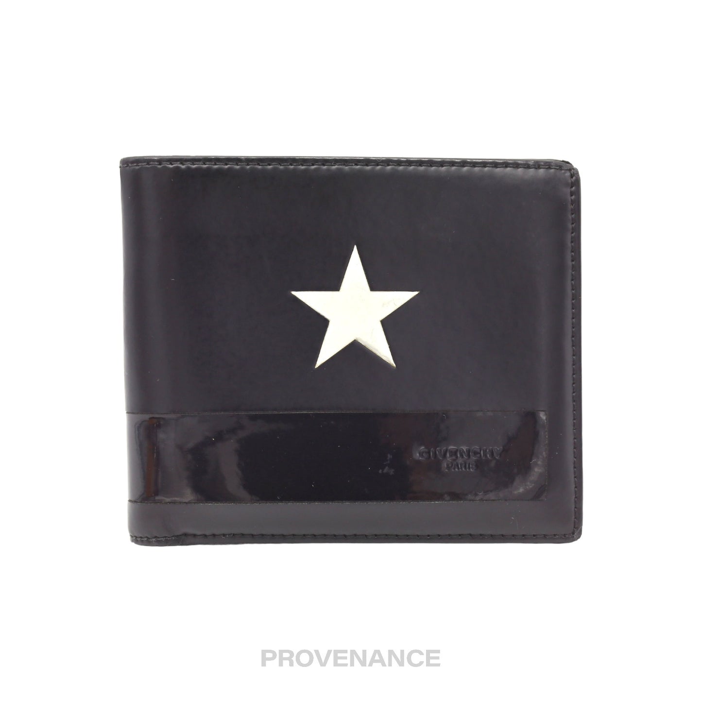 🔴 Givenchy Star Stripe Wallet - Black Leather